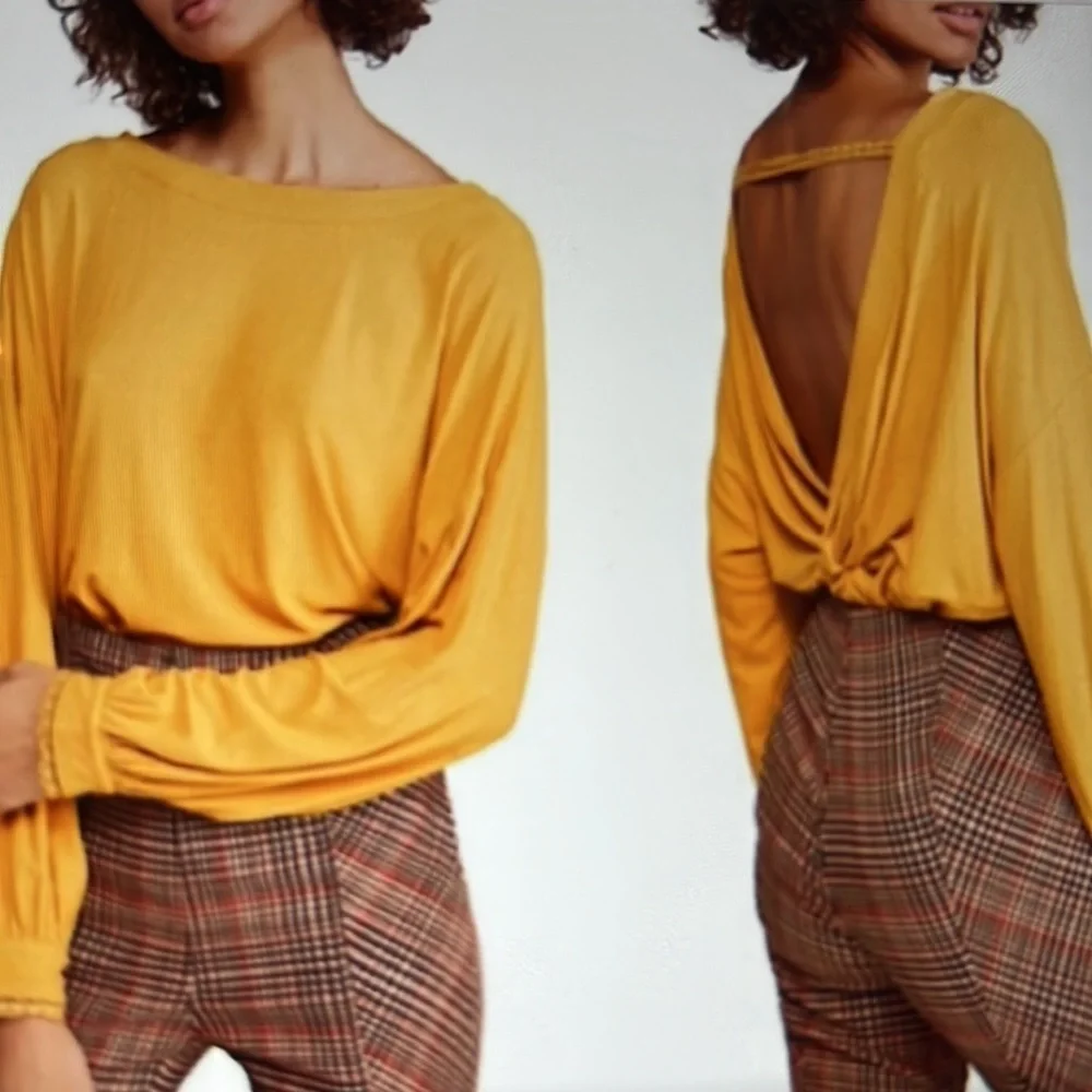 💚Free People Shimmy Shake Gold Top Womens Size M